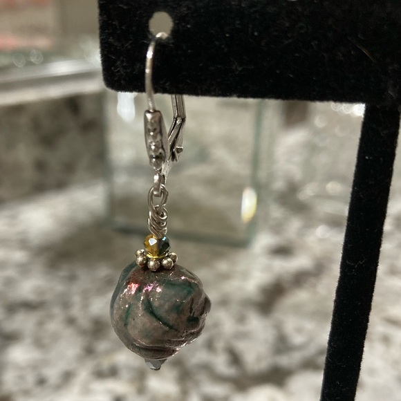 RAKU Free-form Ceramic Bead Earrings.... - Picture 2 of 6